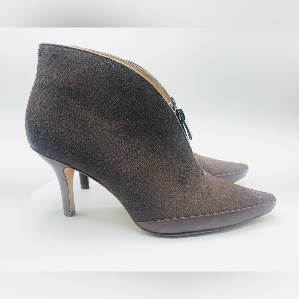 Boutique 9 Carillon Brown Real Hair Calf Leather Heels 7.5M Ankle Boots Women